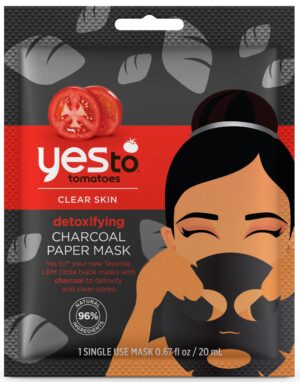 Yes To Tomatoes Detoxifying Charcoal Paper Mask Single Use Charcoal Face Mask 0.67 Oz