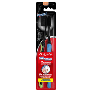 Colgate Colgate Slim Soft Charcoal Toothbrush 17x Slimmer Tip Soft Bristles – 2 Count 2.0 Ea Toothbrushes