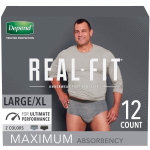 Depend Incontinence Underwear For Men, Maximum Absorbency, Large/xl, Black & Grey – 12.0 Ea Incontinence