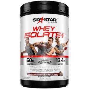 Six Star Pro Nutrition Six Star, Whey Protein Isolate Plus, Decadent Chocolate, 1.5lb Powder Meal Replacement
