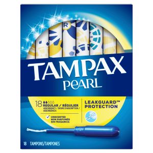 Tampax Pearl Plastic Tampons, Regular, 18 Ct Feminine Hygiene