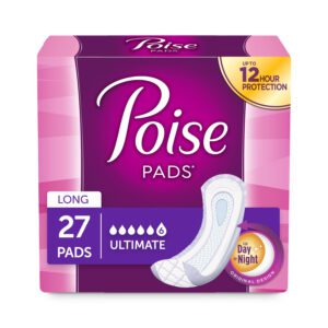 Poise Incontinence Pads, Long, Ultimate Absorbency Long Length – 27.0 Ea Home Health Care