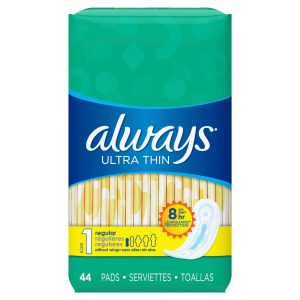 Always Ultra Thin Regular Pads Without Wings Unscented Unscented, 1 – 44.0 Ea Feminine Hygiene