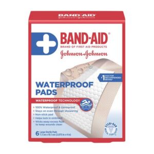 Band-aid Brand Waterproof Pads Large Sterile First Aid Pads For Wounds First Aid