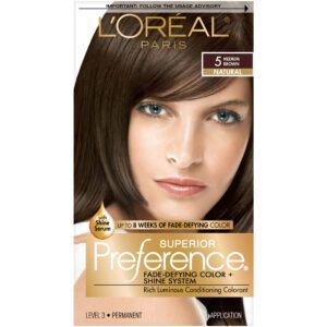 L’oreal Paris Superior Preference Fade-defying Shine Permanent Hair Color, 5 Medium Brown, 1 Kit Hair Colour Treatments
