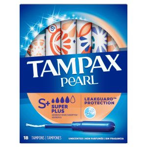 Tampax Pearl Tampons Super Plus Absorbency Unscented, Super Plus – 18.0 Ea Feminine Hygiene