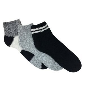 Hot Paws Ladies Ankle Sock 3Pk Black 9-11 Soft Lines