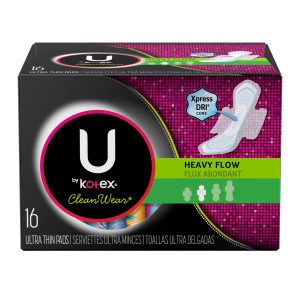 U By Kotex Cleanwear Ultra Thin Pads Flexible Shape Heavy – 16.0 Ea Feminine Hygiene