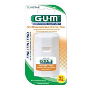 GUM Fine Unwaxed Dental Floss, Unflavored, 200 Yards Gum Care, Floss and Accessories