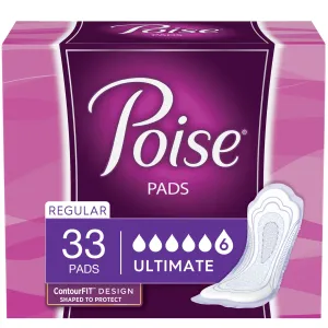 Poise Incontinence Pads, Ultimate Absorbency Regular Length - 33.0 Ea