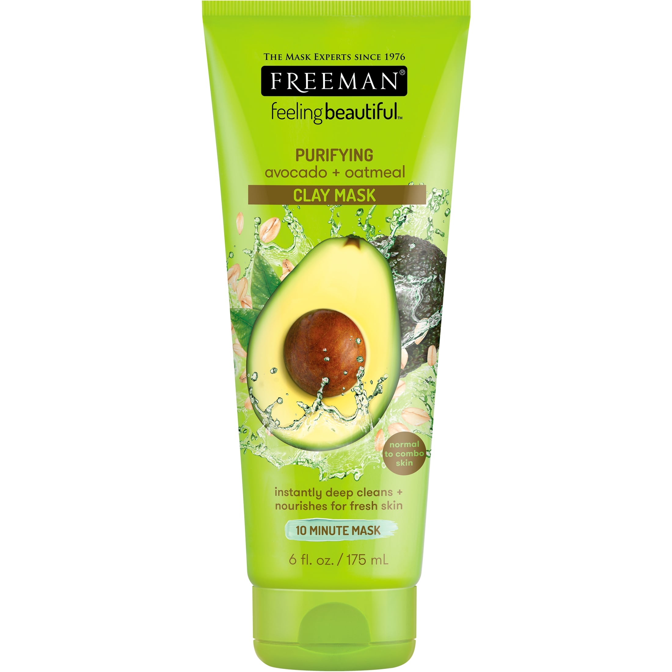 Freeman Feeling Beautiful Clay Face Mask, Purifying Avocado + Oatmeal, 6 Fl Oz