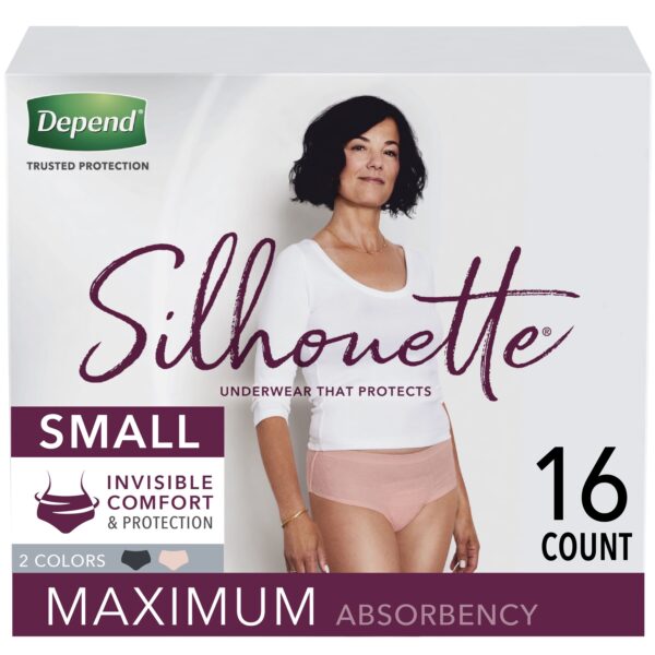 Depend Silhouette Incontinence Underwear For Women, Maximum Absorbency, Small 16.0 Count Home Health Care