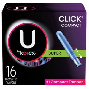 Click Compact Tampons, Super Absorbency, Unscented – 16.0 Ea Feminine Hygiene
