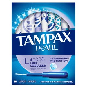 Tampax Tampax Pearl Tampons, Light Absorbency With Leakguard Braid, Unscented, 18 Count 18.0 Count Feminine Hygiene