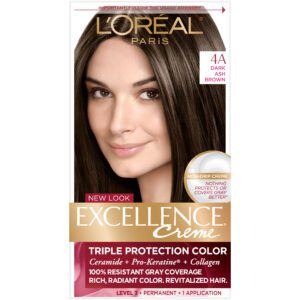 L’oreal Paris Excellence Créme Permanent Triple Protection Hair Color, 4a Dark Ash Brown, 1 Kit Hair Colour Treatments