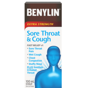 Benylin Extra Strength Sore Throat & Cough Relief Day Syrup 100.0 Ml Cough, Cold and Flu Treatments