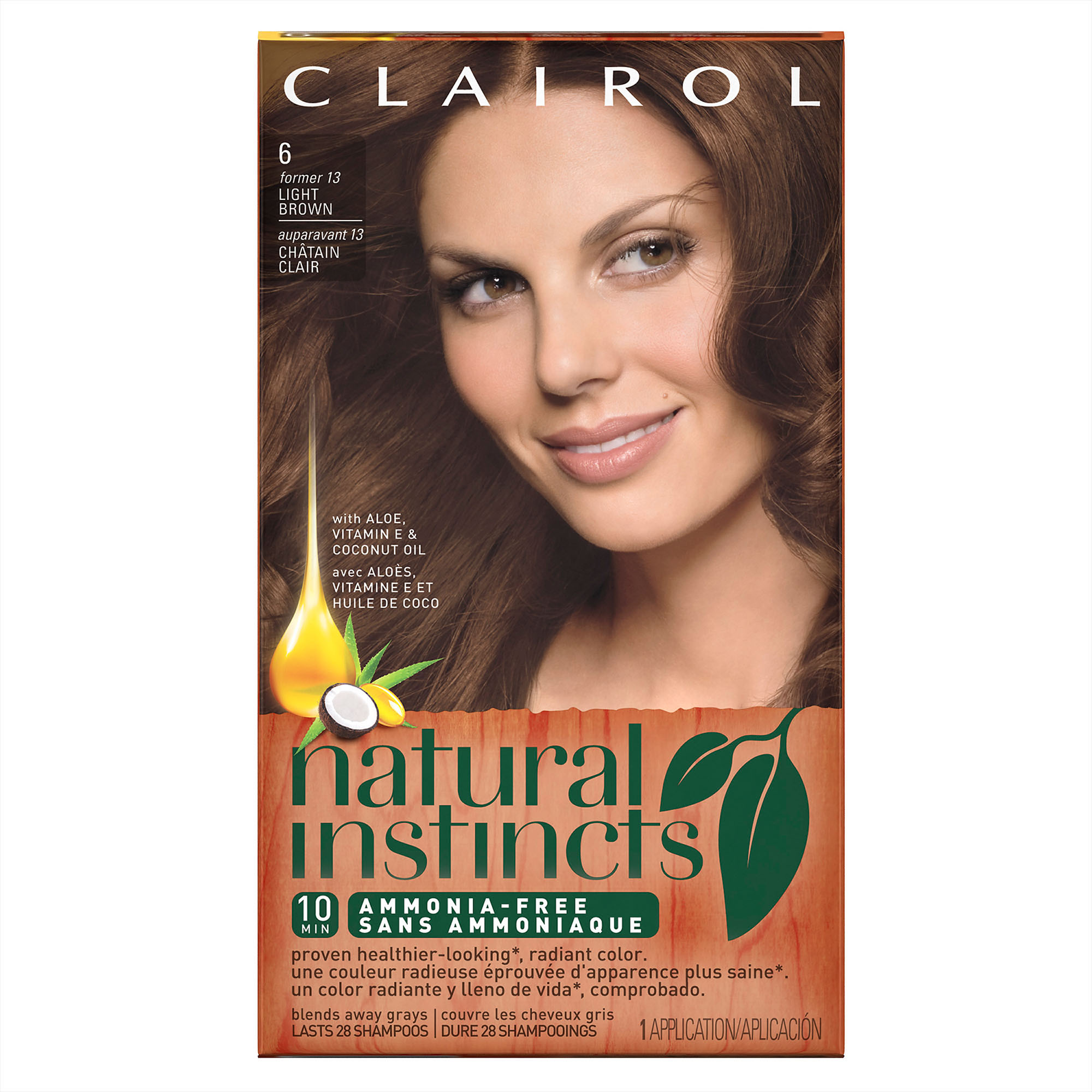 Clairol Natural Instincts Semi- Permanent Hair Color, Light Brown Suede, 6/13