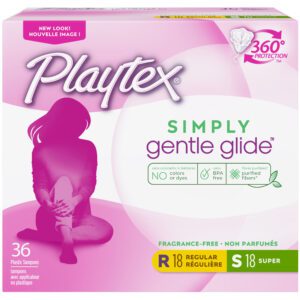 Playtex Simply Gentle Glide Regular/super Tampons Unscented, 18 Regular & 18 Super – 36.0 Ea Feminine Hygiene