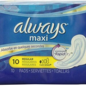 Always Maxi Regular Pads with Wings, Unscented, 10/Box (280756) Feminine Hygiene