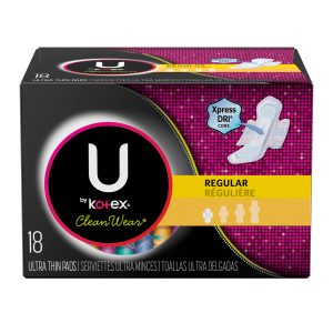 U By Kotex Cleanwear Ultra Thin Pads Flexible Shape Regular – 18.0 Ea Feminine Hygiene