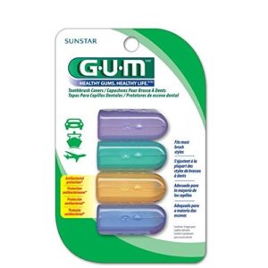 Gum Antibacterial Toothbrush Covers For Travel Or Home, 4 Covers Gum Care, Floss and Accessories