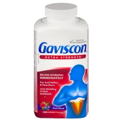 Gaviscon Extra Strength Chewable Foamtabs Fruit Blend, 120ct