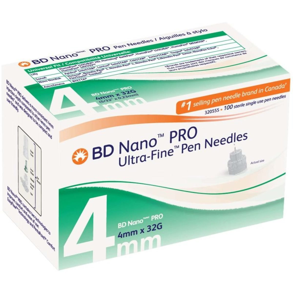 Bd Nano Pro Ultra fine Pen Neeldes 220mm 220g 220.20 Ea   CTC Health