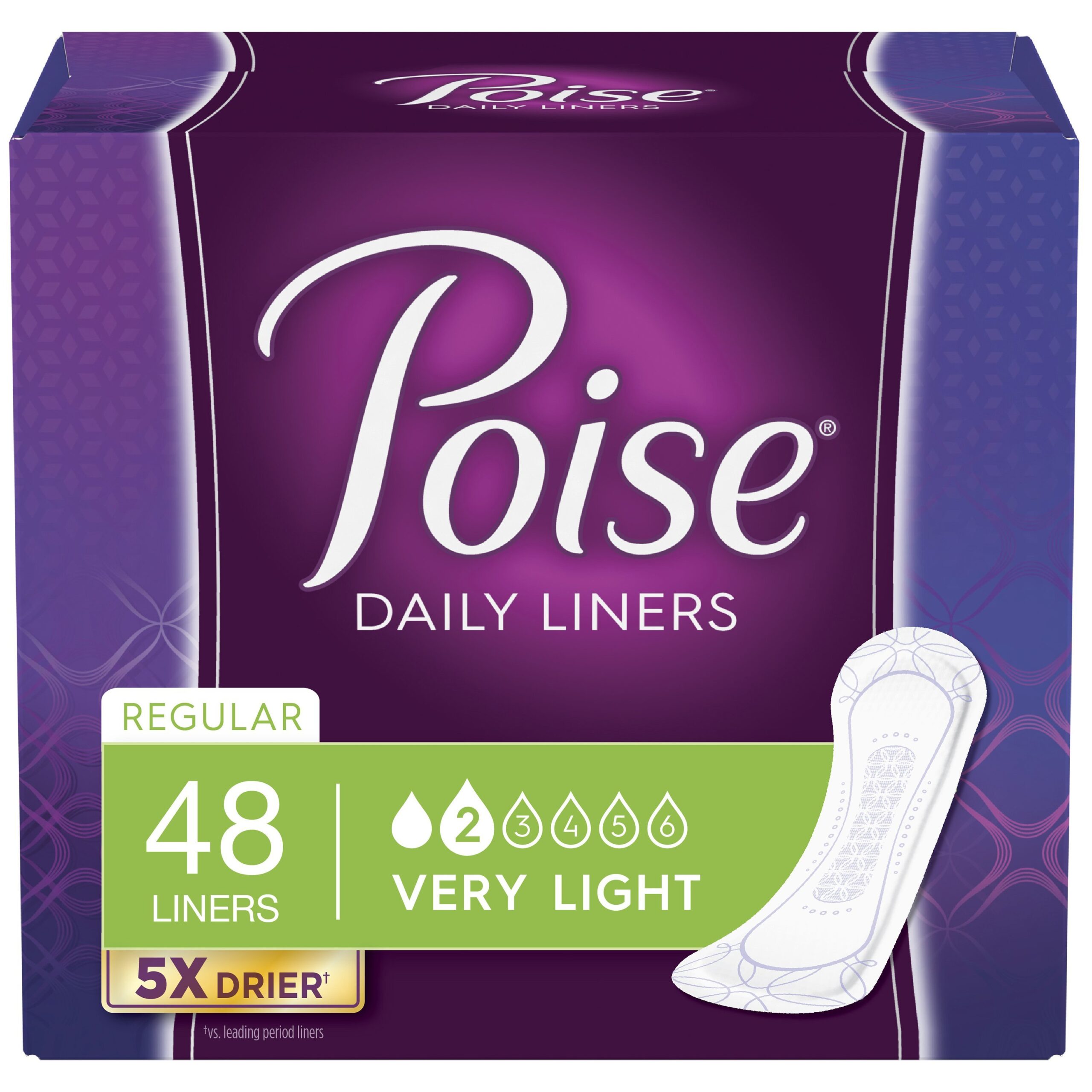 Poise Pantiliners Very Light Regular Length - 48.0 Ea
