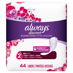 Always Discreet Postpartum Incontinence Liners, For Bladder Leaks, Very Light Absorbency, Long Long Length - 44.0 Ea