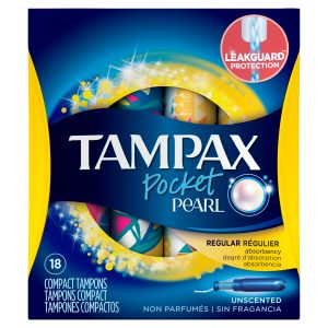Tampax Tampax Pocket Pearl, Regular, Plastic Tampons, Unscented, 18 Count 18.0 Count Feminine Hygiene