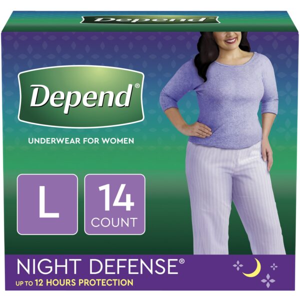 Depend Incontinence Underwear For Women, Night Defense Large – 14.0 Ea Home Health Care