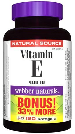 Webber Naturals Natural Source Vitamin E Softgels Bonus Size