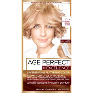 L'oreal Paris Excellence Age Perfect Hair Color, Medium Soft Golden Blonde 8g