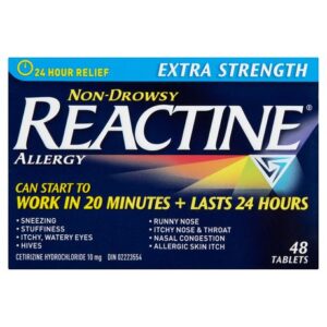 Reactine Extra Strength 24 Hour Allergy Medicine, Antihistamine 10mg Cough and Cold