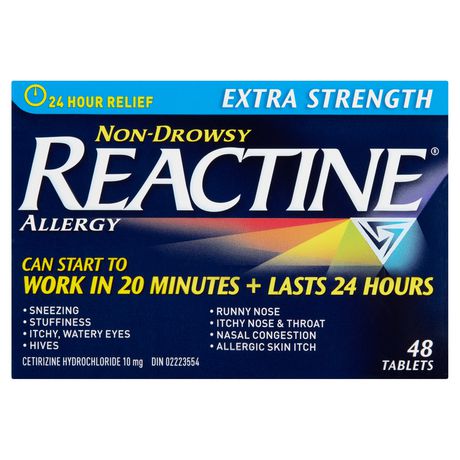 Reactine Extra Strength 24 Hour Allergy Medicine, Antihistamine 10mg Antihistamines