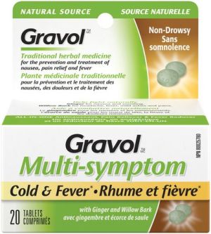 Gravol Ginger Multi-symptom Cold And Fever Tablets With Willowbark 20.0 Tab