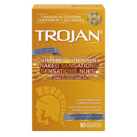 Trojan Naked Sensations Ultra Ribbed Lubricated Condoms 10.0 Count Condoms and Contraceptives