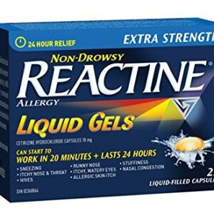 Reactine Extra Strength 24 Hour Allergy Medicine, Antihistamine 10mg, Liquid Gels Cough and Cold