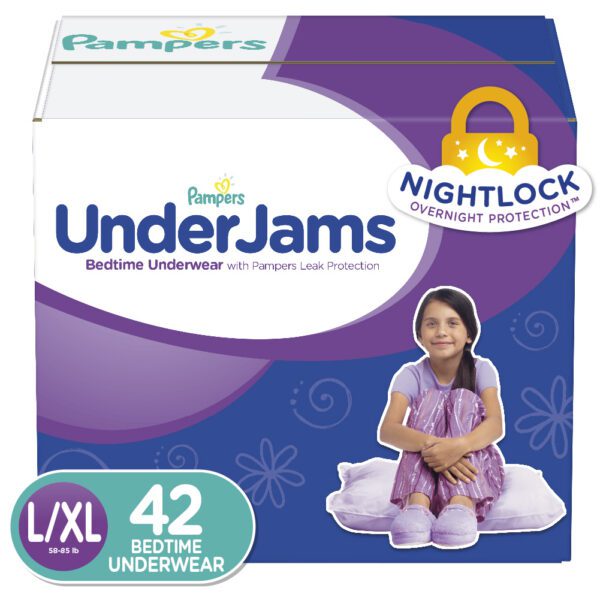 Pampers UnderJams Bedtime Underwear for Girls, L/XL (58-85 Lbs.) 42 Ct. Baby Needs