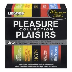 Lifestyles Pleasure Collection Premium Lubricated Latex Value Pack Condoms 30 Condoms and Contraceptives