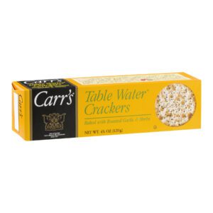 Carr’s Table Water Crackers with Roasted Garlic and Herb Case of 12 4.25 Oz. – All Food & Snacks
