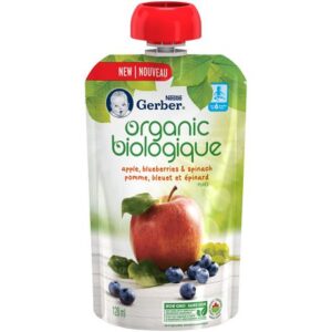 Gerber Organic Pur E, Apple Blueberries Spinach, Baby Food Baby Needs
