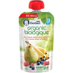 Gerber Organic Pur E, Pear Banana Blueberry Raspberry, Baby Food Baby Needs