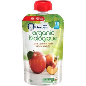 Gerber Organic Pur E, Apple Summer Peach, Baby Food Baby Needs