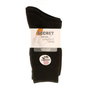 Secret 3pack Cotton Crew Socks Black 6-10 Clothing, Shoes and Accessories