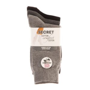 Secret Women's Crew Socks-3 Pairs Black/grey 6-10