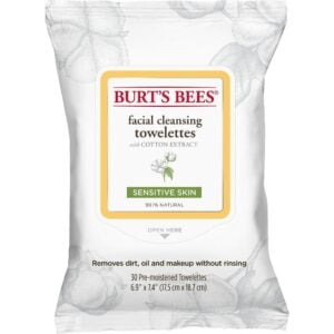 Burt's Bees Sensitive Facial Cleansing Towelettes With Cotton Extract, 30