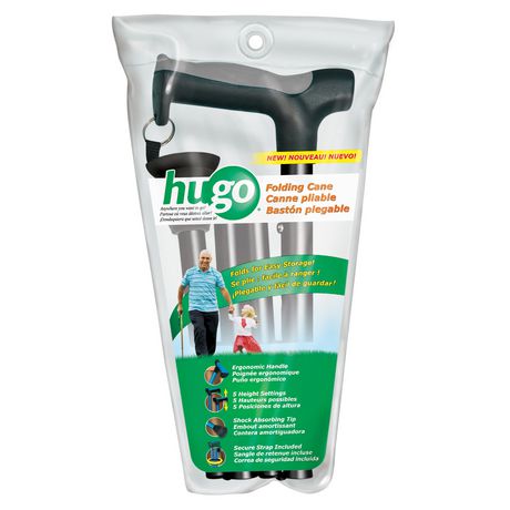 Hugo Adjustable Folding Cane With Reflective Strap, Ebony Mobility Aids