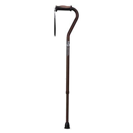Hugo Adjustable Offset Handle Cane With Reflective Strap, Cocoa Mobility Aids