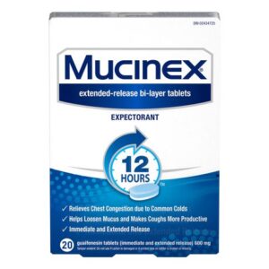 Mucinex Mucinex Chest Congestion Guaifenesin 600 Mg Tablets Expectorant (cough Medicine), 20 Ct 20.0 Count